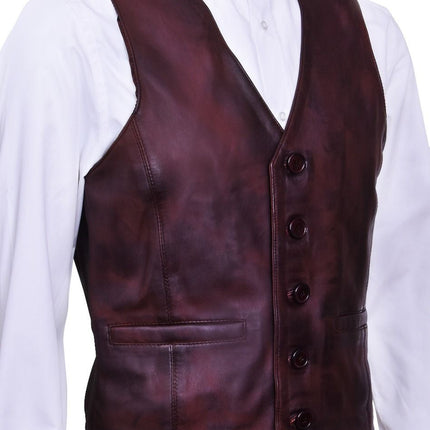Mens Classic Leather Waistcoat-Chester
