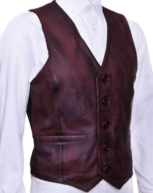 Mens Classic Leather Waistcoat-Chester