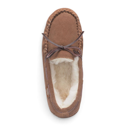 Women's Chestnut Tan Genuine Sheepskin Moccasin Winter Slippers - Aspen