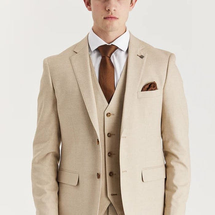 Men's Beige Lightweight Stitched Lapel Blazer