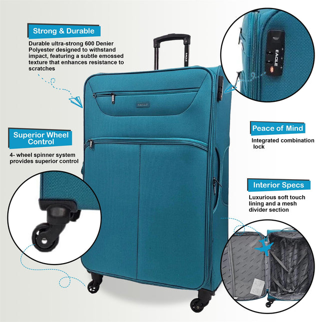 Lightweight Soft Suitcase Luggage Travel TSA Set