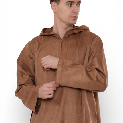 Men's Hooded Eid Camel Brown Moroccan Jubba Robe Ramadan Eid Thobe - HM12