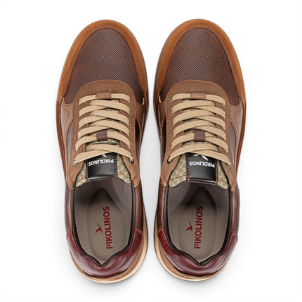 Pikolinos Men's Brown Leather Trainers Sneaker Lace-Up Shoes - Teide
