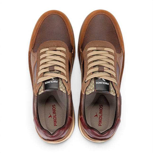 Pikolinos Men's Brown Leather Trainers Sneaker Lace-Up Shoes - Teide