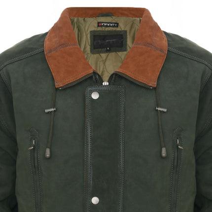 Mens Nubuck Leather Parka Coat-Winnipeg
