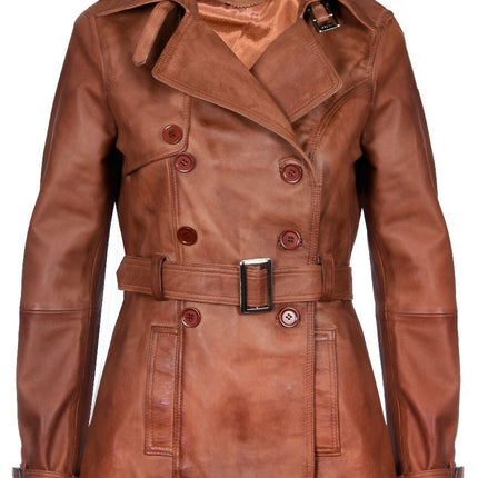Womens Nappa Leather Trench Coat-Mosul