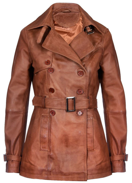 Womens Nappa Leather Trench Coat-Mosul