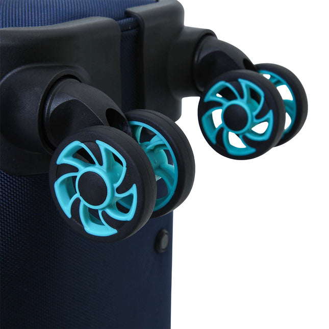 Soft Shell Blue 1680D Polyester Suitcase Set 8 Wheel TSA Lock Luggage