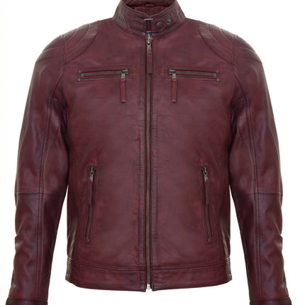 Mens Moto Leather Biker Jacket-Taiwan