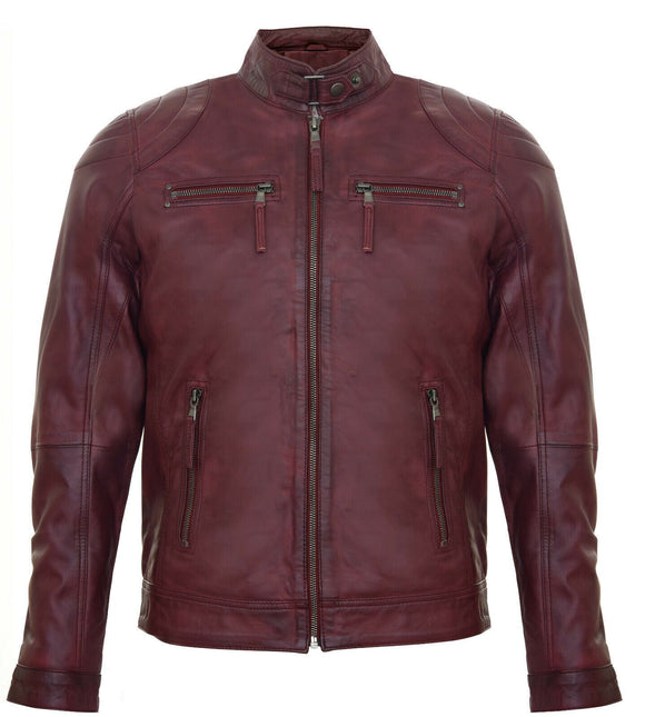 Mens Moto Leather Biker Jacket-Taiwan