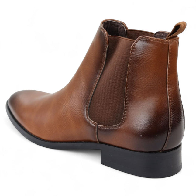 Men's Tan Chelsea Slip-On Office Ankle Boots