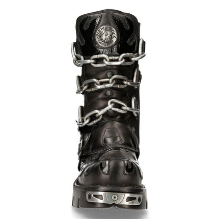 New Rock Black Spiked Mid-Calf Gothic Boots - 727-S1