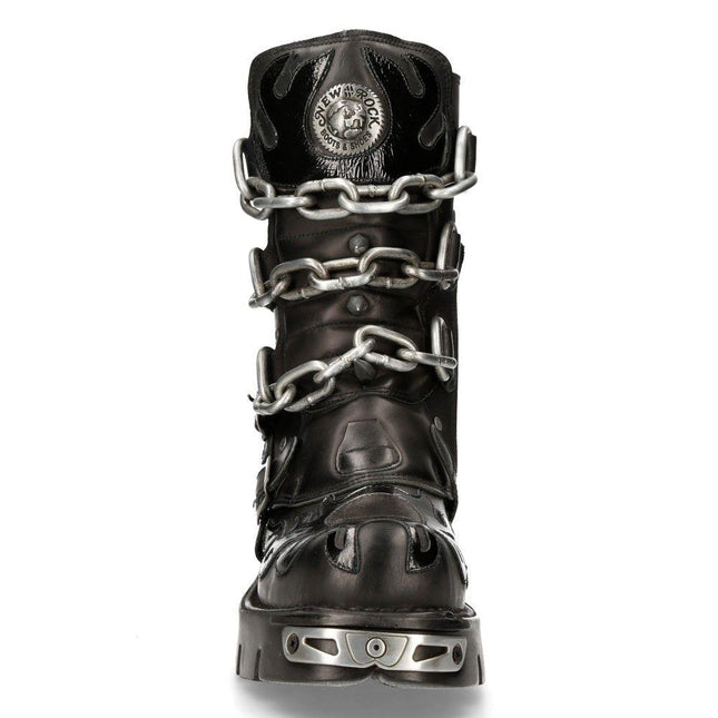 New Rock Black Spiked Mid-Calf Gothic Boots - 727-S1
