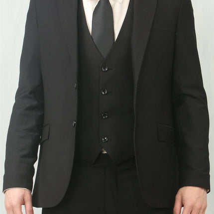 Men's Black 3 Piece Formal Classic Prom Suit Workwear