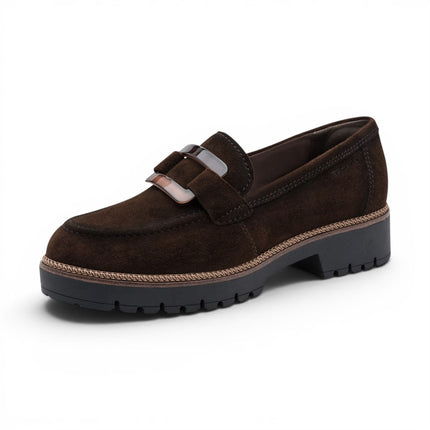 Tamaris Women's Brown Suede Leather Loafer Casual Shoes - 24722-43