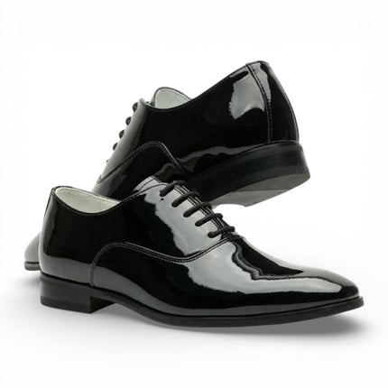 Men's Formal Black Patent PU Leather Oxford Dress Brogue Shoes
