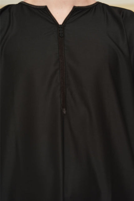Men's Ramadan Black Moroccan Gandoura Thobe Robe Djellaba Eid Jubba- TT-006