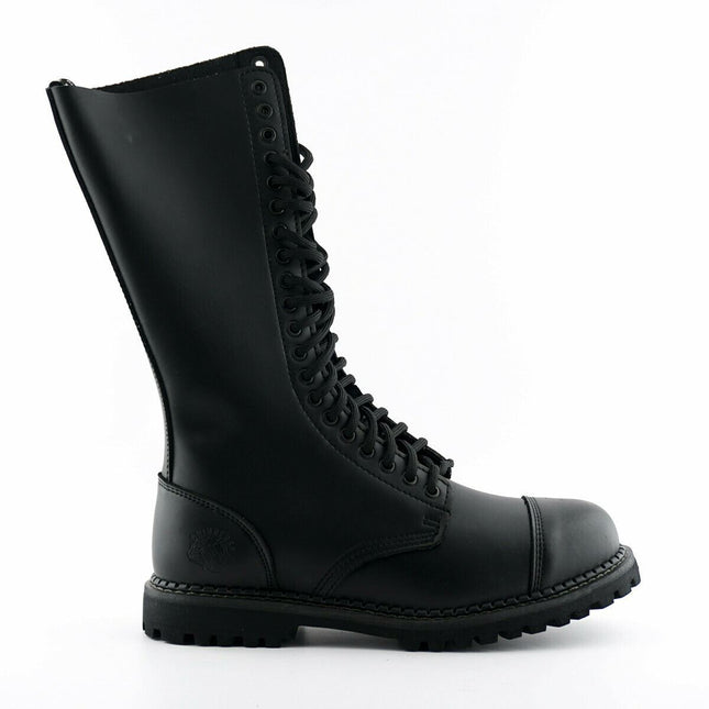 Grinders Unisex Black Leather Mid-Calf Punk Military Boots - King CS