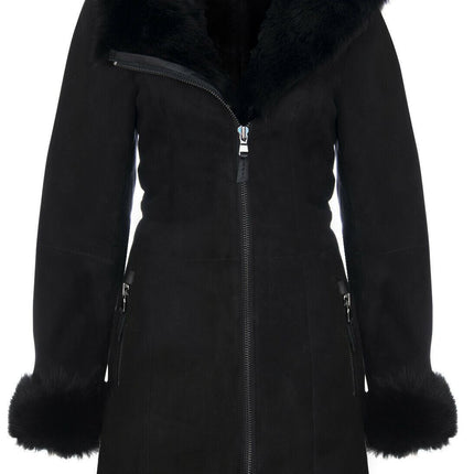 Ladies Suede Merino Sheepskin Coat-Samara