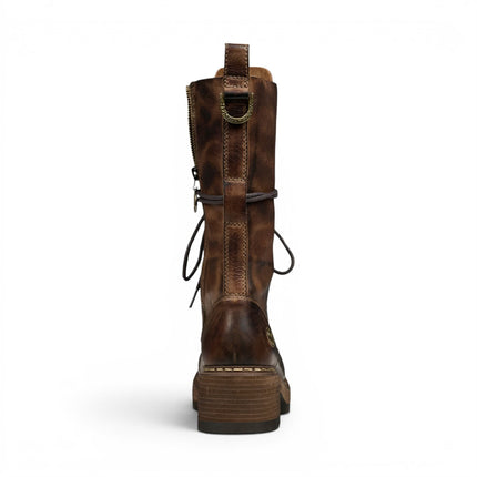 Windsorsmith Women's Brown Leather Lace-up Long Combat Boots - Roam