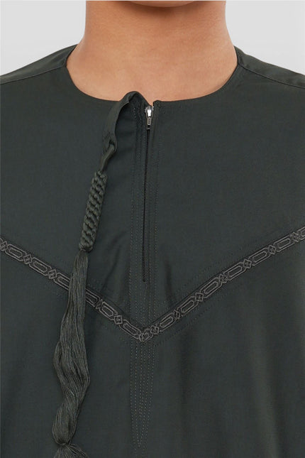 Kids Boys Ramadan Eid Green Moroccan Jubba Robe Djellaba Thobe - K-TT008