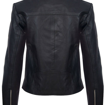 Womens Leather Shawl Wrap Biker Jacket - Riga