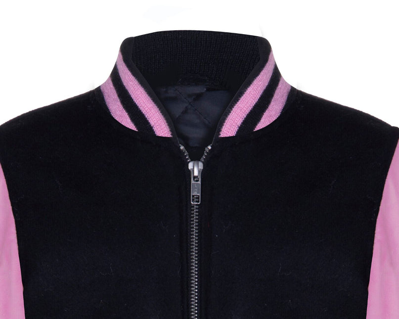 Kids Varsity Bomber Jacket with Real Leather Sleeves