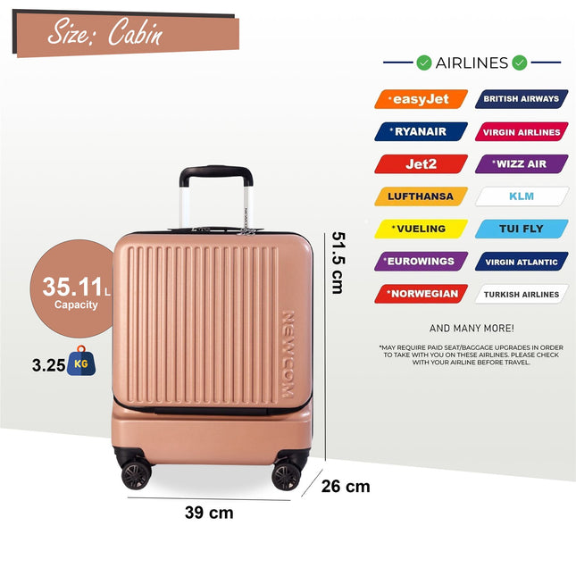 Durable EasyJet Ryanair 39 x 26 x 51.5 cm Front Open Cabin Luggage Travel Suitcase