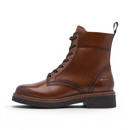 Tamaris Women's Brown Leather Lace-Up Combat Boots - 25224-47