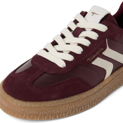 Tamaris Women's Burgundy Red Leather Trainers Sneaker Shoes - 23723-44