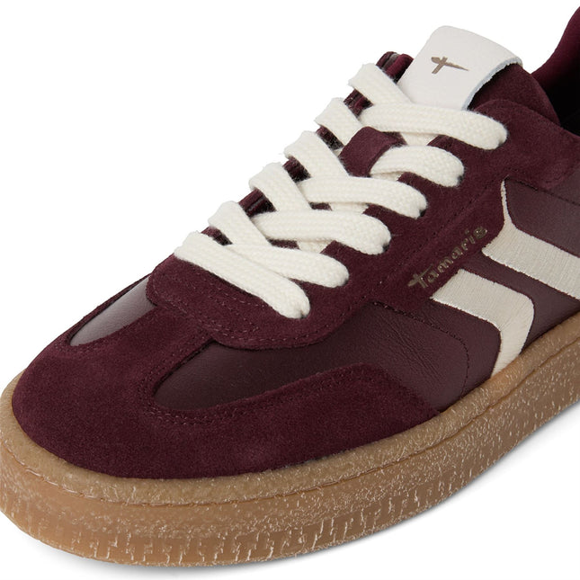 Tamaris Women's Burgundy Red Leather Trainers Sneaker Shoes - 23723-44