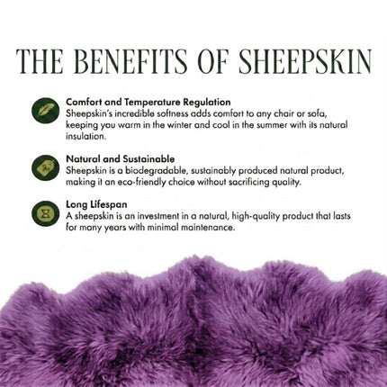 Genuine Bright Violet Sheepskin Natural Silky Soft Fluffy Real Wool Rug