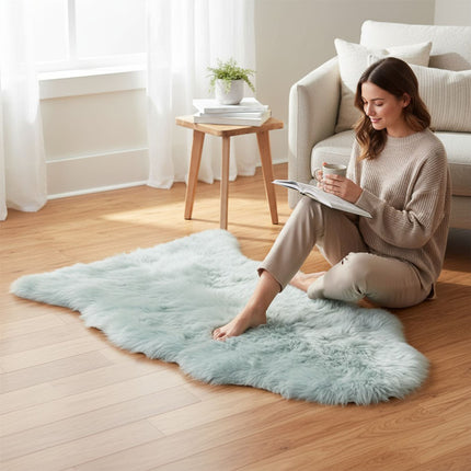 Genuine Duck Egg Sheepskin Natural Silky Soft Fluffy Real Wool Rug