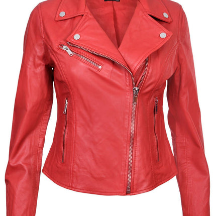 Womens Leather Classic Biker Brando Jacket-Baku