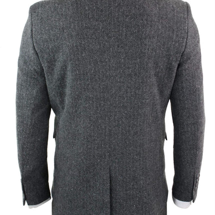 Men's 3 Piece Charcoal Grey Herringbone Tweed Suit