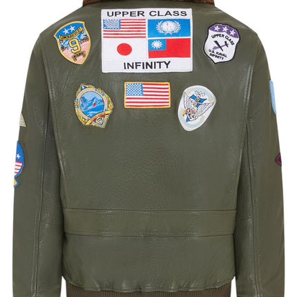 Mens A2 Top Gun Leather Bomber Jacket-Camborne