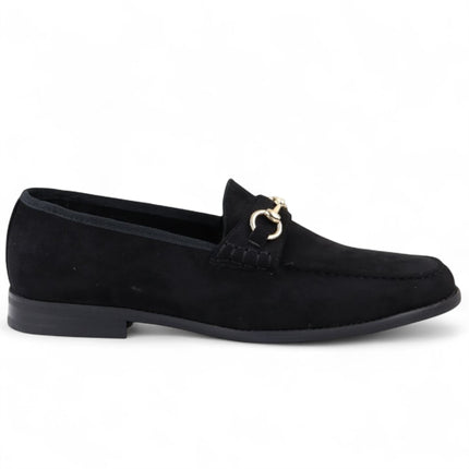 Men's Black Suede Moccasin Leather Lined Loafers
