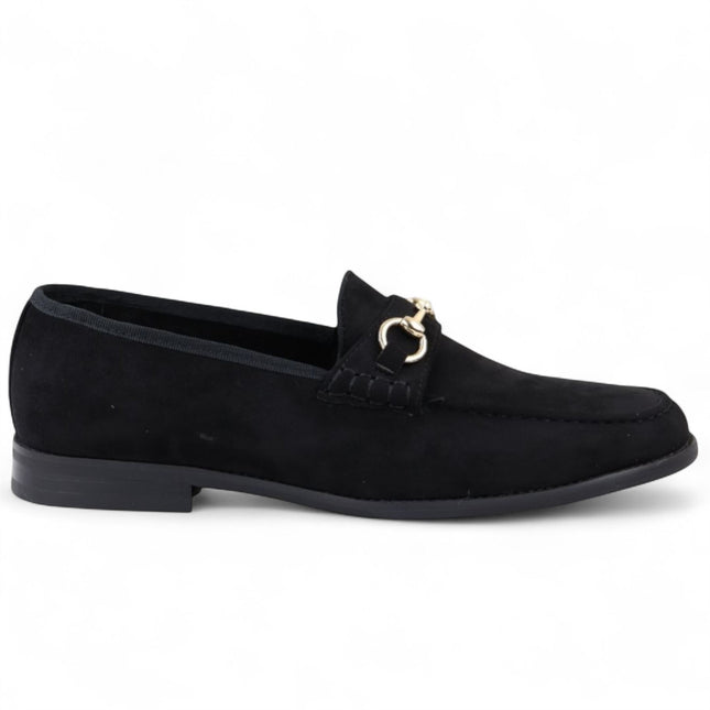 Men's Black Suede Moccasin Leather Lined Loafers