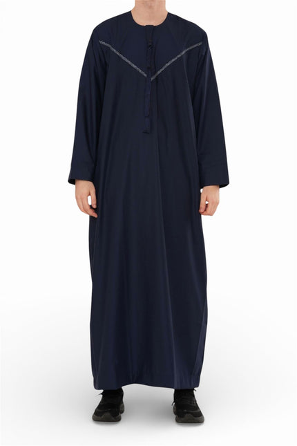 Men's Eid Navy Blue Moroccan Thobe Robe Djellaba Ramadan Eid Jubba- HM10
