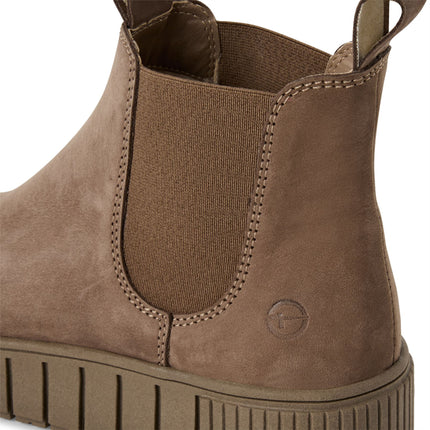 Tamaris Womens Taupe Brown Leather Chelsea Ankle Boots