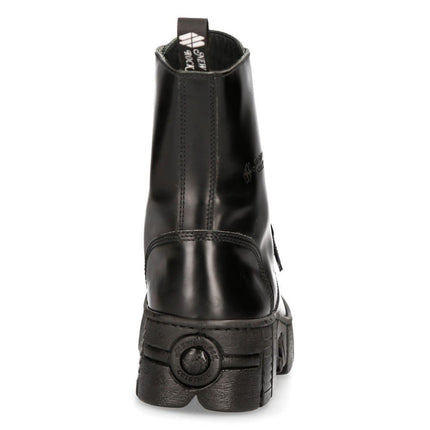 New Rock Boots Leather Ankle Tower Biker Boots-M-Wall026N-C5