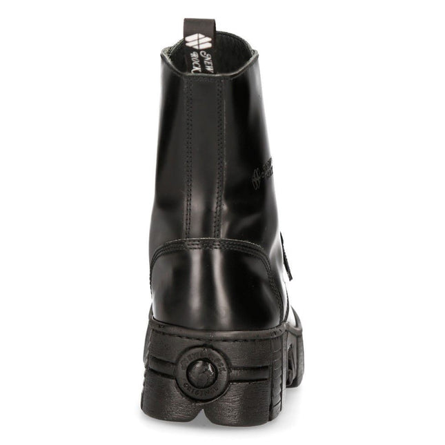 New Rock Boots Leather Ankle Tower Biker Boots-M-Wall026N-C5