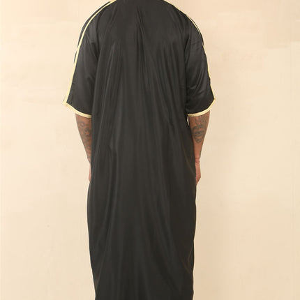Men's Black Moroccan Thobe Djellaba Jubba Robe Eid