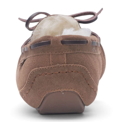 Women's Chestnut Tan Genuine Sheepskin Moccasin Winter Slippers - Aspen