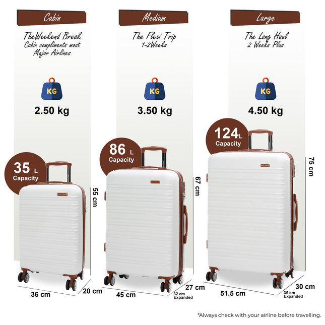 Expandable Hard Shell ABS Suitcase Set 8 Wheel Robust Travel Case Holiday Luggage