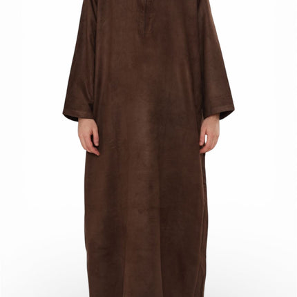 Men's Hooded Eid Brown Moroccan Jubba Robe Ramadan Eid Thobe - HM12