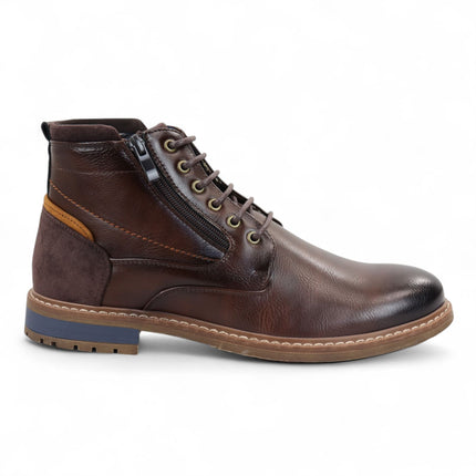 Men's Brown Biker Lace-Up Ankle Boots