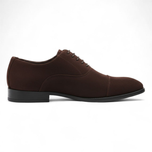 Men’s Brown Faux Suede Leather Lace-Up Derby Oxford Shoes