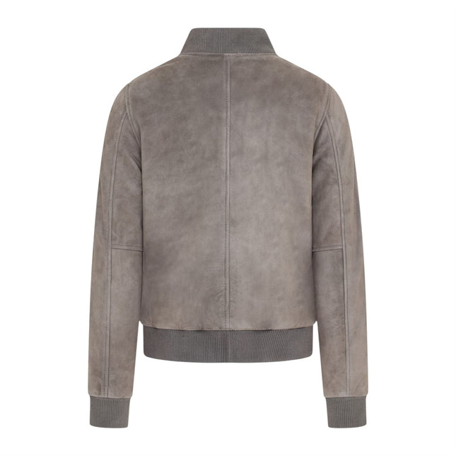 Mens Grey Goat Suede MA-1 Bomber Jacket-Auckland