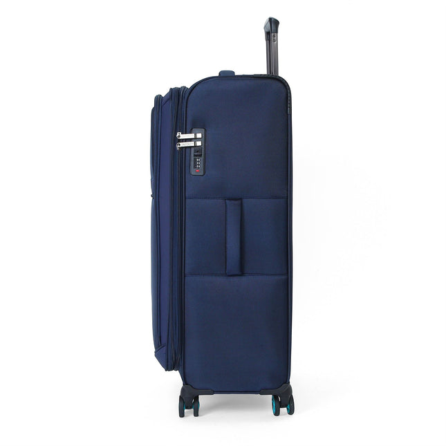 Soft Shell Blue 1680D Polyester Suitcase Set 8 Wheel TSA Lock Luggage
